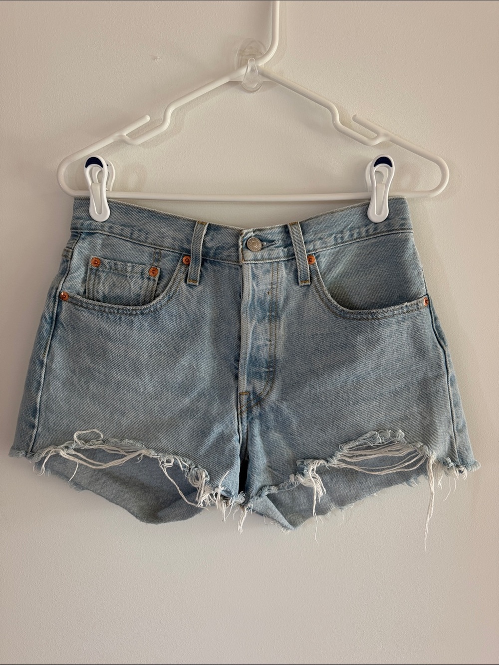 Levi’s High-Rise Light Blue Denim Cutoff Shorts
